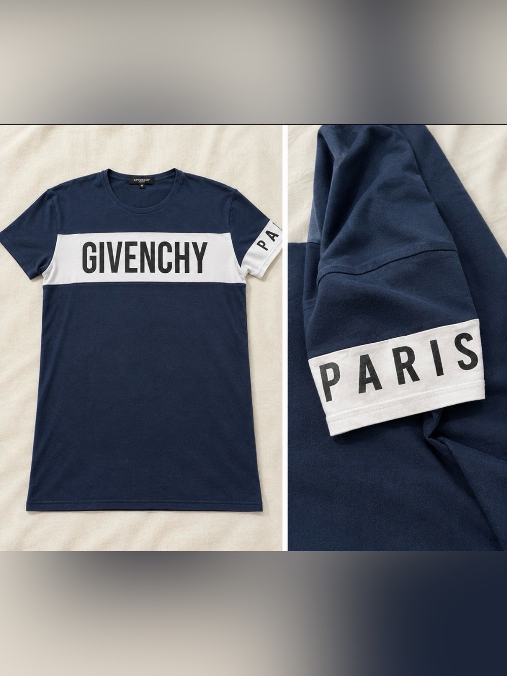 Givenchy Paris Logo Embroidered Colorblock T-Shirt Colorblock T-Shirt Blue &